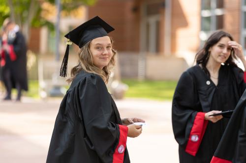 Students in caps and gowns