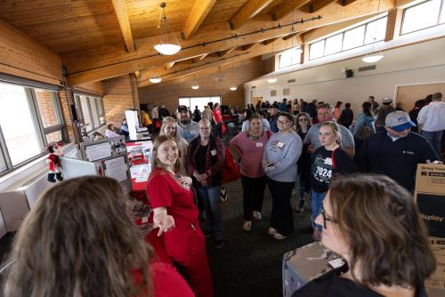 Students and parents at majors fair