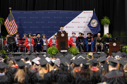 Chuck Slemp speaks during Commencement