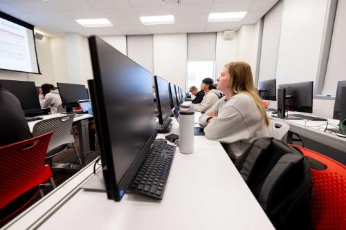 Students in classroom with computers