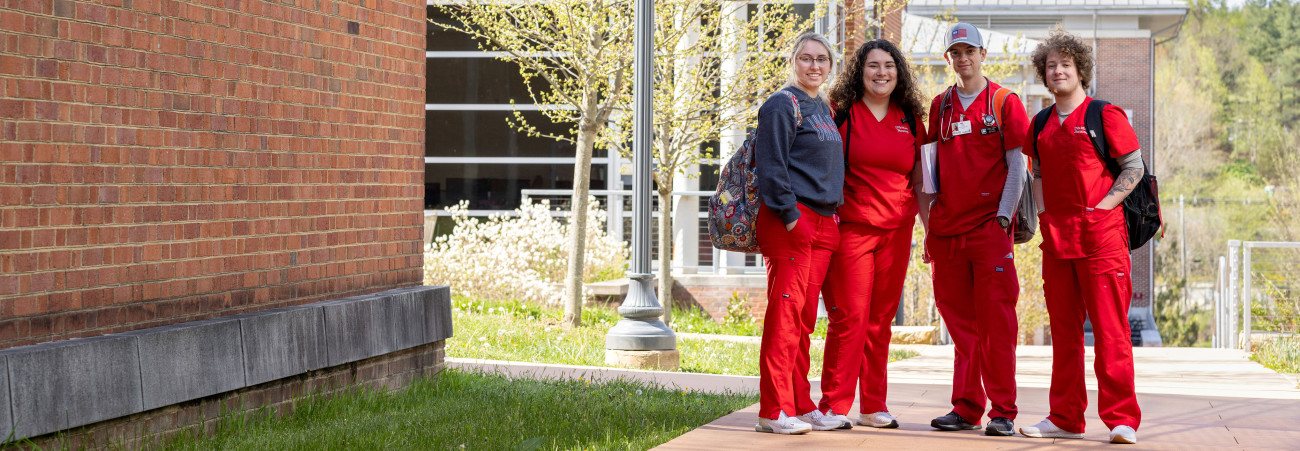 Group of nursing students on campus