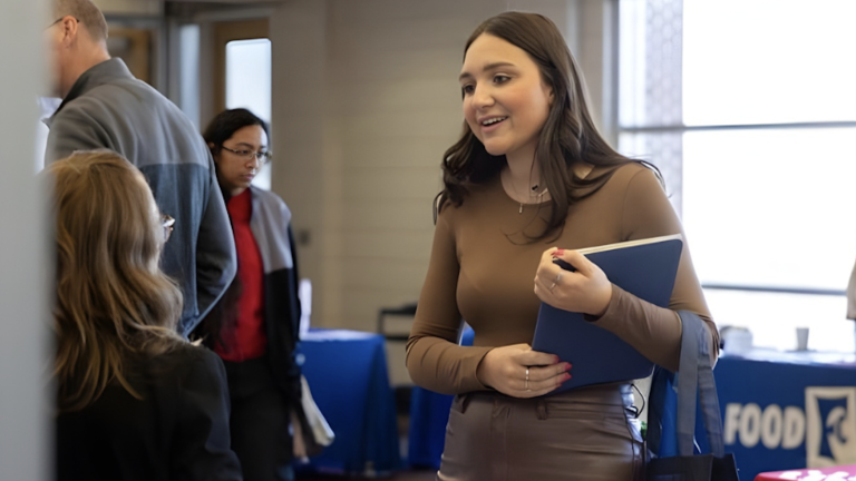 Student at career fair