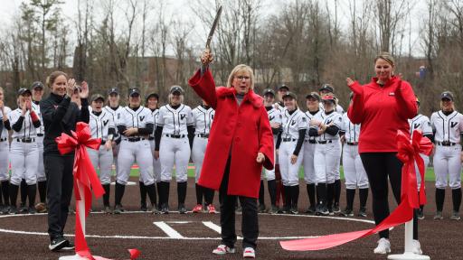 Chancellor Henry and team after cutting ribbon