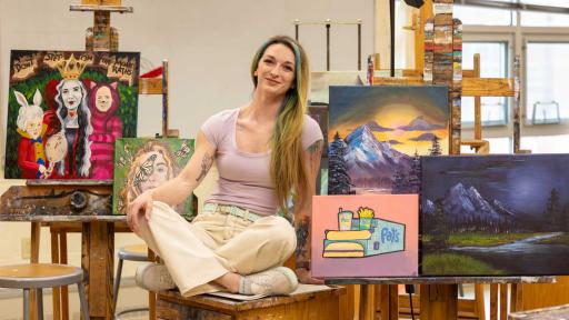 Kandee Wallace with artwork